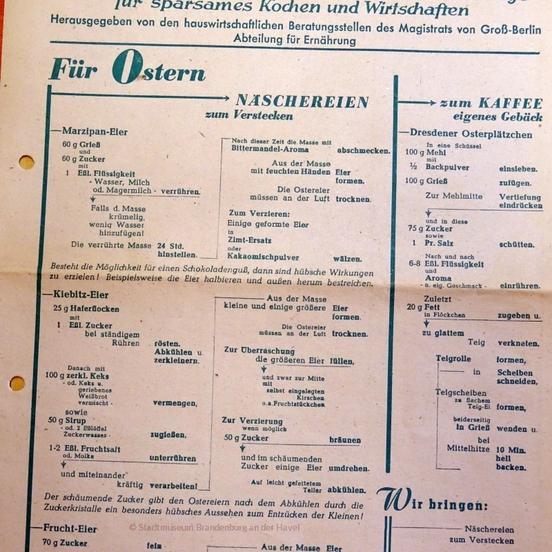 Süßes zu Ostern 1948, Stadtmuseum Brandenburg an der Havel   