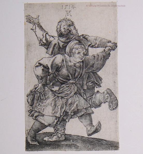 Albrecht Dürer - Das tanzende Bauernpaar, Kupferstich.Stiftung Wredowsche Zeichenschule  