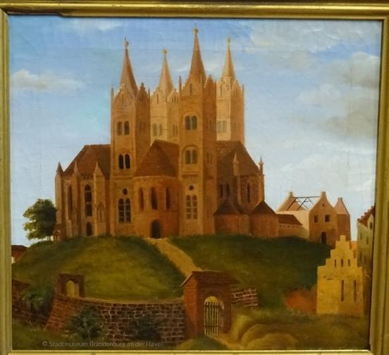 Darstellung von Marienkirche und Klostergelände im späteren 16. Jahrhundert (Öl auf Leinwand, vermutlich 18. Jh.) (Foto: Stadtmuseum Brandenburg an der Havel)   