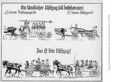 Abbildung eines ländlichen Löschzuges (Quelle: Taschenkalender des Feuerwehrmannes 1932)