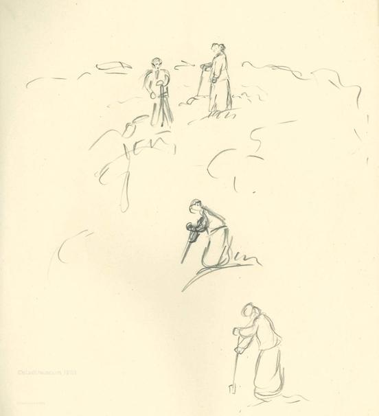 Hertas Skizzen der ausgrabenden Mutter Marie Bielefeld, 1926 (Quelle/Foto: Stadtmuseum Brandenburg an der Havel)