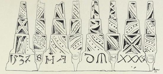 Umzeichnung der Verzierungen des Lichtstockes (Mirow 1929)