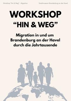 Titelblatt des Workshops zu Migration mit Weltkugel auf der unterschiedliche Menschensilhouetten laufen